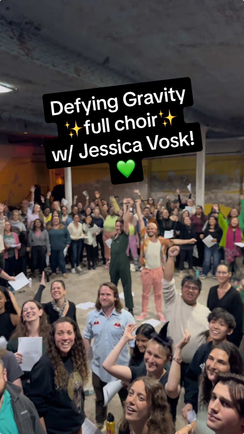 the harmonies in this song.... Stephen Schwartz is the true wizard here 🪄🧙‍♂️ this is a One-Day Choir! a 3-hour, all-are-welcome event celebrating this amazing song. no auditions. no commitment. just the joy of singing with a room full of friendly strangers 💛 “Defying Gravity” One-Day Choir originally by Stephen Schwartz led & arranged by @Matt Goldstein & @Kenter  feat. the wonderful @Jessica Vosk ✨💚 #singing #harmony #acapella #vocals #choir #community #nyc #broadway #wicked #defyinggravity #onedaychoir #holdingspace #wickedmovie #wickedthemusical 