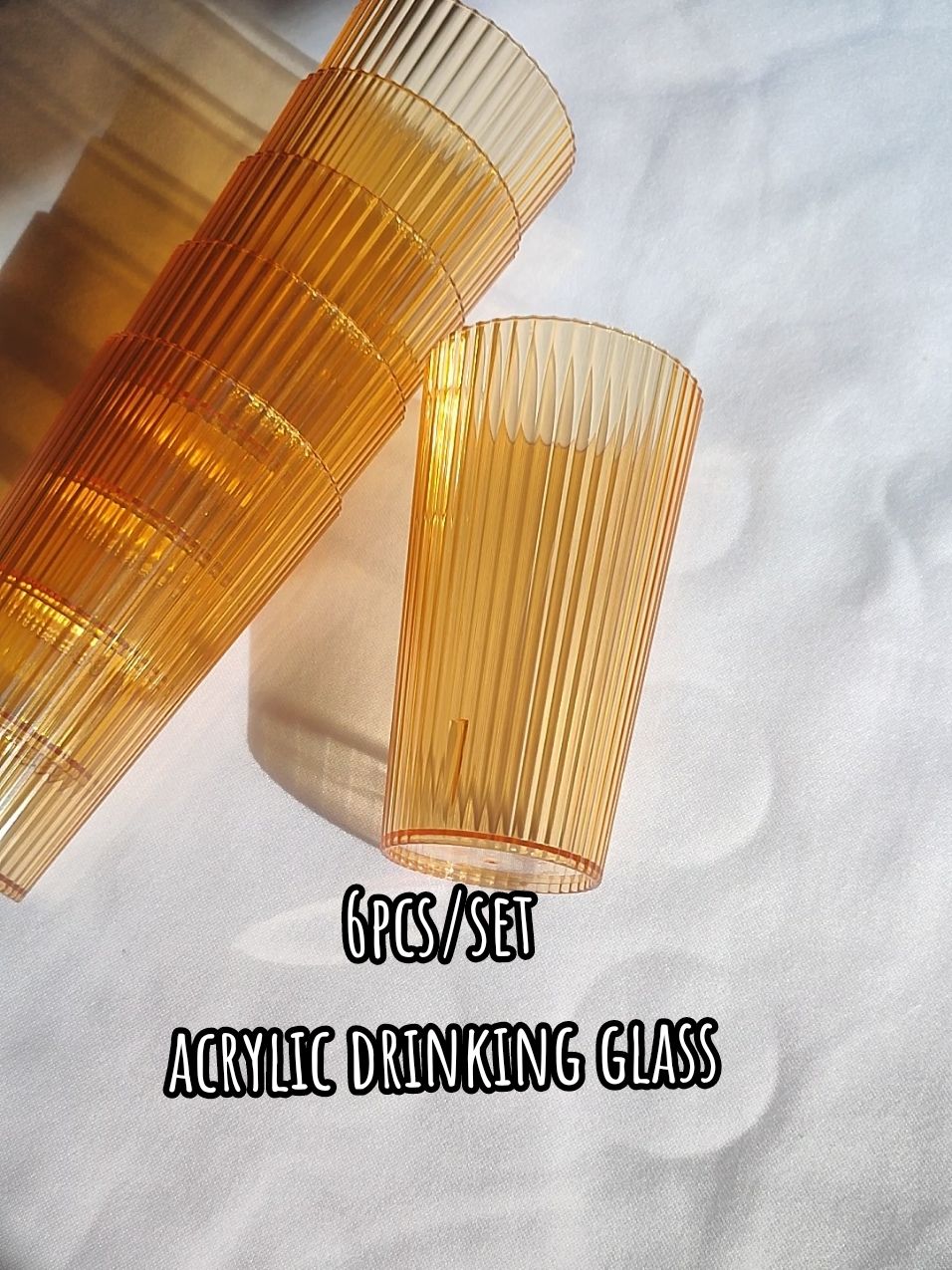 6pcs per set acrylic drinking glass ( cup / baso ) Nagahanap ba kayo ng baso na hindi nababasag?Try nyo na tong acrylic plastic drinking glass for only 99 pesos. Comes with different color. Sobrang shiny and ganda perfect for any occassion. It is also a collapsible drinking glass. Aesthetic and looks like gold. #glass #acrylicglass #6in1glass  #elegantglass #fyp #fyppppppppppppppppppppppp #6in1set #6pcspersetglass