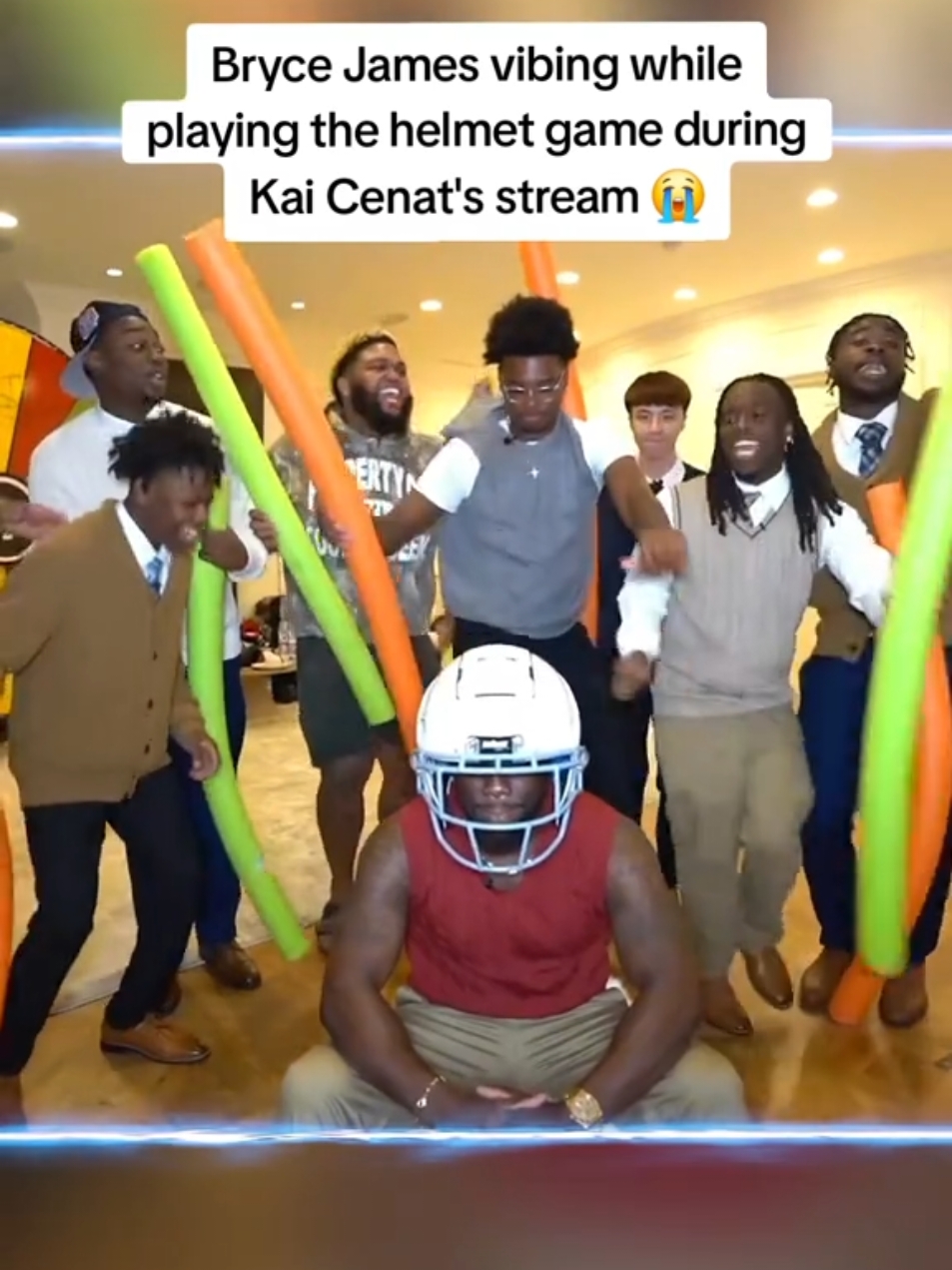 Bryce James vibing while playing the helmet game during Kai Cenat's stream 😭 #kaicenat #fyp 