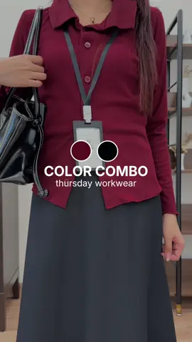 Thursday combo work outfit, special with caroline top yang bakal ada warna baru nih🤩🫢#outfitideas #outfitinspo #workoutfit 