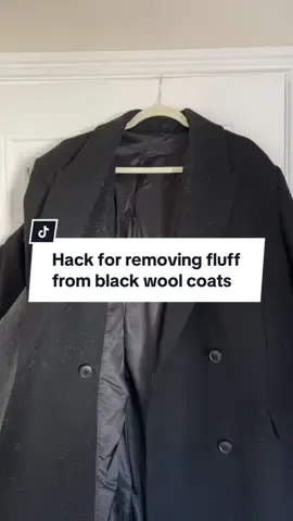 Hit SAVE so you can come back to this video the next time your black wool coat is fluffy 🤣 #blackwoolcoat #fashiontiktok #stylinghack #stylehack #fashiontok  How to remove fluff from black wool coats  Black wool coats  Lint roller  Lint roller black wool coat  Wool coat 