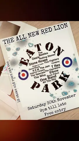 This Saturday we have Eaton park performing live here at The All New Red Lion from 9pm til late its free entry and a night not to be missed 🍻 #fyp #livebands #fm  #ty #livemusic 