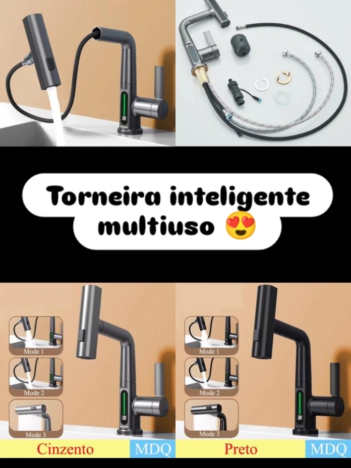 Essa torneira da um toque de elegância e sofisticação. Disponível em 4 cores. Link na bio 😍 #torneirainteligente #achadosshopee #achadinhosdashopee #aloucadosachadinhos #shopee #comprinhas #fy 