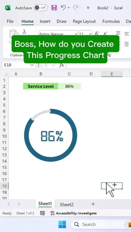 Create digital progress circle chart #excel #exceltips #exceltutorial #bestlearnings #learnexcelontiktok #excelhelp #spreadsheetskills #microsoftexceltutorial #fyp #fypage #fypppppppppppppp 