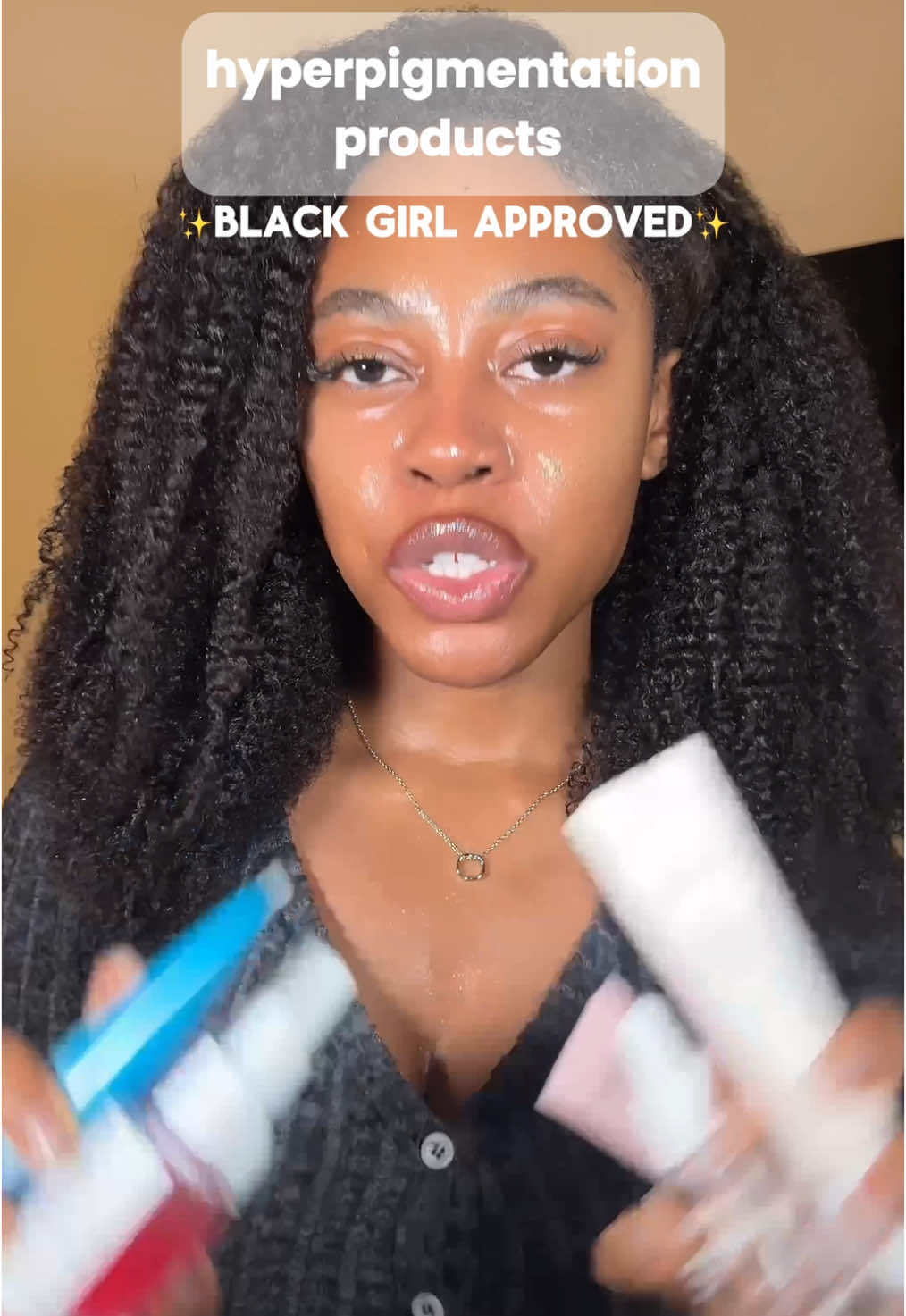 SKIN ON GLASS🪞black girl approved products💁🏽‍♀️ #hyperpigmentation #clearskin #acne #product #koreanskincare #blackwomen #blackgirl #darkspots #treatment #skincareroutine 