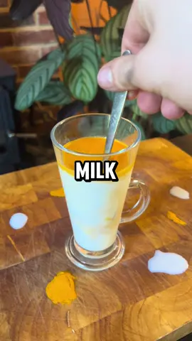Mixing milk and turmeric #health 