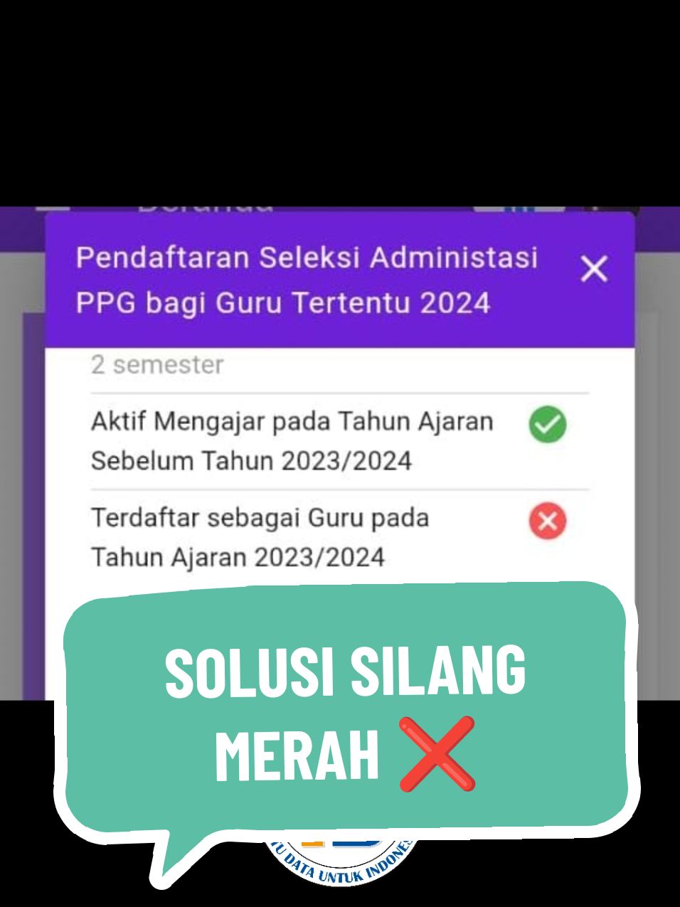 SOLUSI PENDAFTARAN ADMINISTRASI PPG BAGI GURU TERTENTU SILANG MERAH ❌ PADA TAHUN AJARAN 2023/2024 #ppggurutertentu2024  #serdik  #foryou  #ppg  #foryoupage  #panggilanppg  #ppgpilotingdaljab2024  #teamrepairdapodikbalen 