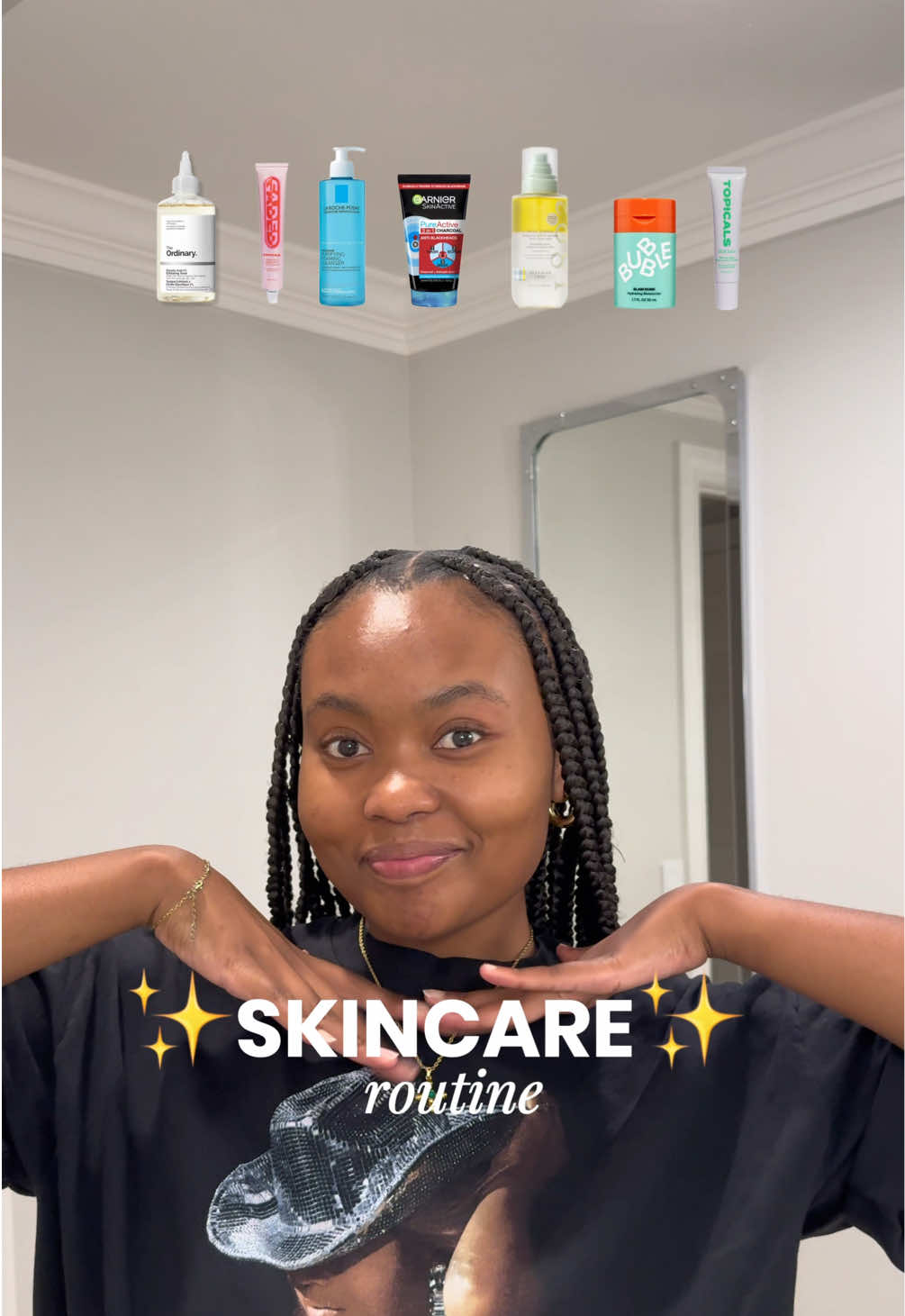 I will always be a skincare girlie!! 🧖🏽‍♀️ This is my everyday nightime skincare routine (focused on exfoliating and hydrating today!)  Products included from: @La Roche-Posay @GarnierUSA @The Ordinary @TOPICALS @Bubble Skincare @Beekman 1802 #skincare #skincareroutine #larosheposayskincare #garnier #beekman1802 #bubbleskincare #topicals #fadedserum #theordinary #theordinaryglycolicacid #everydayskincare #skincaretips #beauty #skin #contentcreator #microinfluencer #edits #editing #blackgirlskincare #blackcreators #blackcreator  