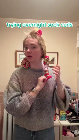 curtain bangs did not turn out #fyp #foryou #sockcurls #overnightcurls #heatlesscurls #hairstyles #trending 