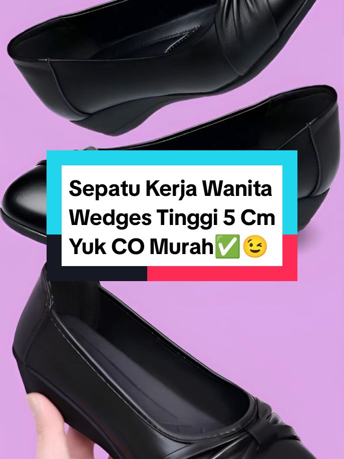 Sepatu Kerja Wanita Wedges Hitam Tinggi 5 Cm Cantik #sepatuwanita #sepatukerja  #sepatuwedges #sepatuhak  #sepatucewek #sepatucantik #sepatumurah 