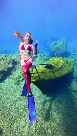 Boat time 💙 #sunkenboat #underwater #freediver #freediving 
