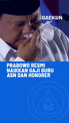 Presiden Prabowo Subianto mengumumkan kenaikan gaji guru yang berstatus Aparatur Sipil Negara (ASN) akan mengalami kenaikan sebesar satu kali gaji pokok. Sementara tunjangan profesi guru Non-ASN akan naik menjadi Rp2 juta.  #prabowosubianto #guru #salary #pendidikan #presiden #indonesia #asn #videotiktok #videoviral #fyp 