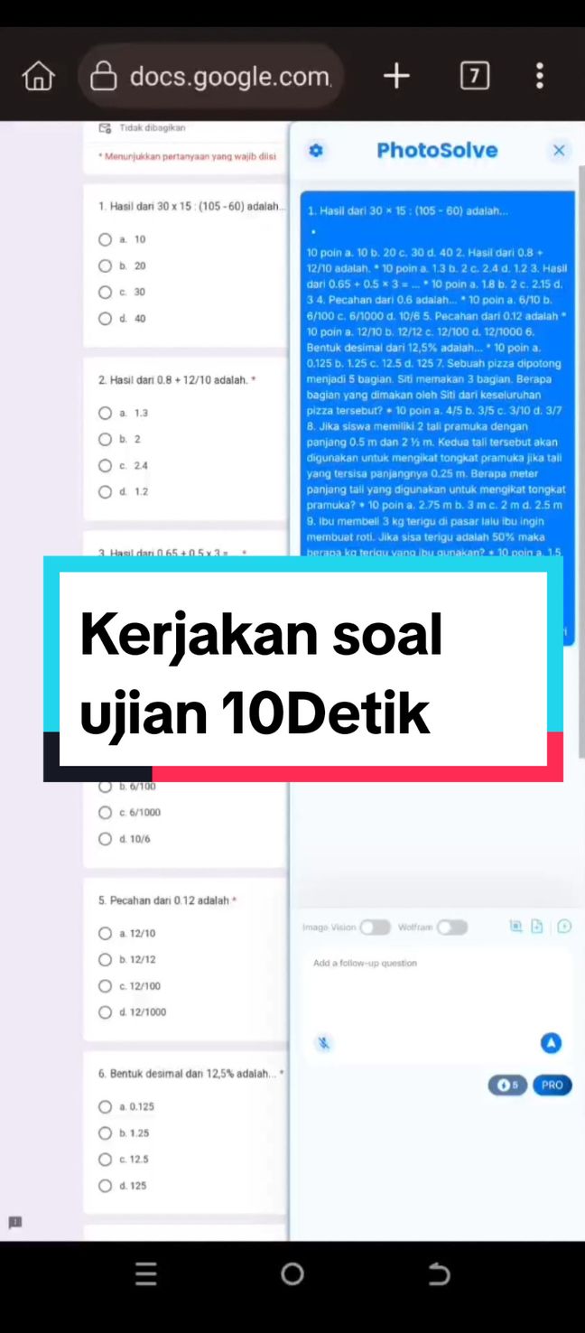 KERJAKAN UJIAN DALAM 10DETIK !! VIDEO FULL KLIK LINK YANG ADA DI BIO YA 🫡 #matematika #ujian #ujiansekolah #tips #tipsandtricks #cara #tutorial 