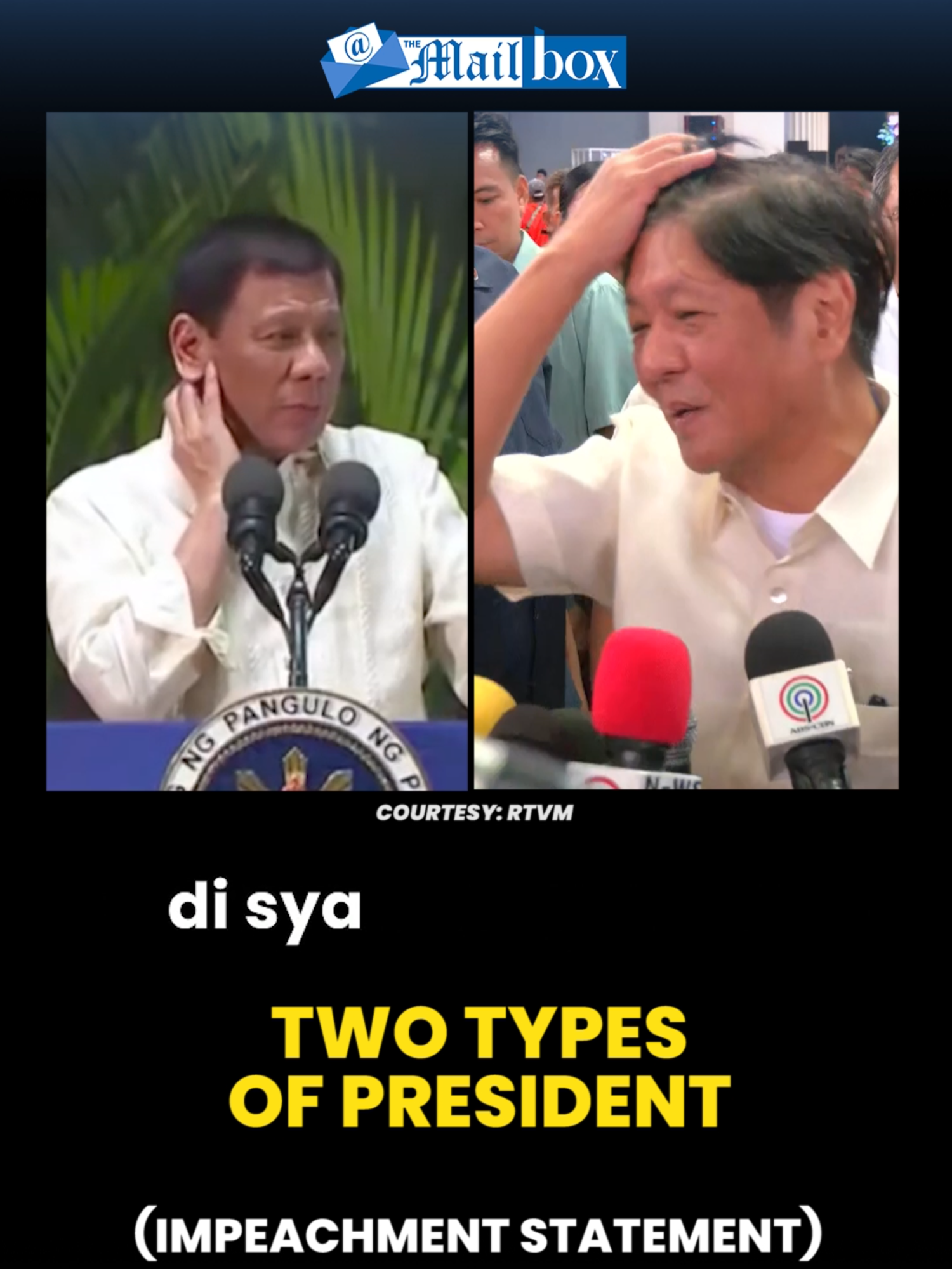 Dalawang Presidente na parehong nagbigay ng pahayag hingil sa #Impeachment issue ng kani-kanilang mga Bise Presidente #PRRD #BBM #LeniRobredo #SaraDuterte