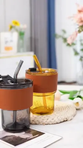 Coffee mug with cover double wall glass cup mugs coffee sill one straw mug souvenir personalized #coffee #coffeemug #☕️ #water #watermug #goodthing #fyp #tiktok 