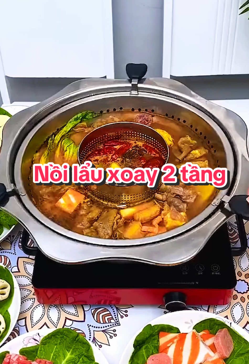 Nồi lẩu xoay thiết kế 2 tầng siêu tiện lợi, có thể sử dụng cho mọi loại bếp #noilau #noilauxoay #noilauxoay2tang #noilauxoayinox #noilauxoaydanang #giadungtienich 