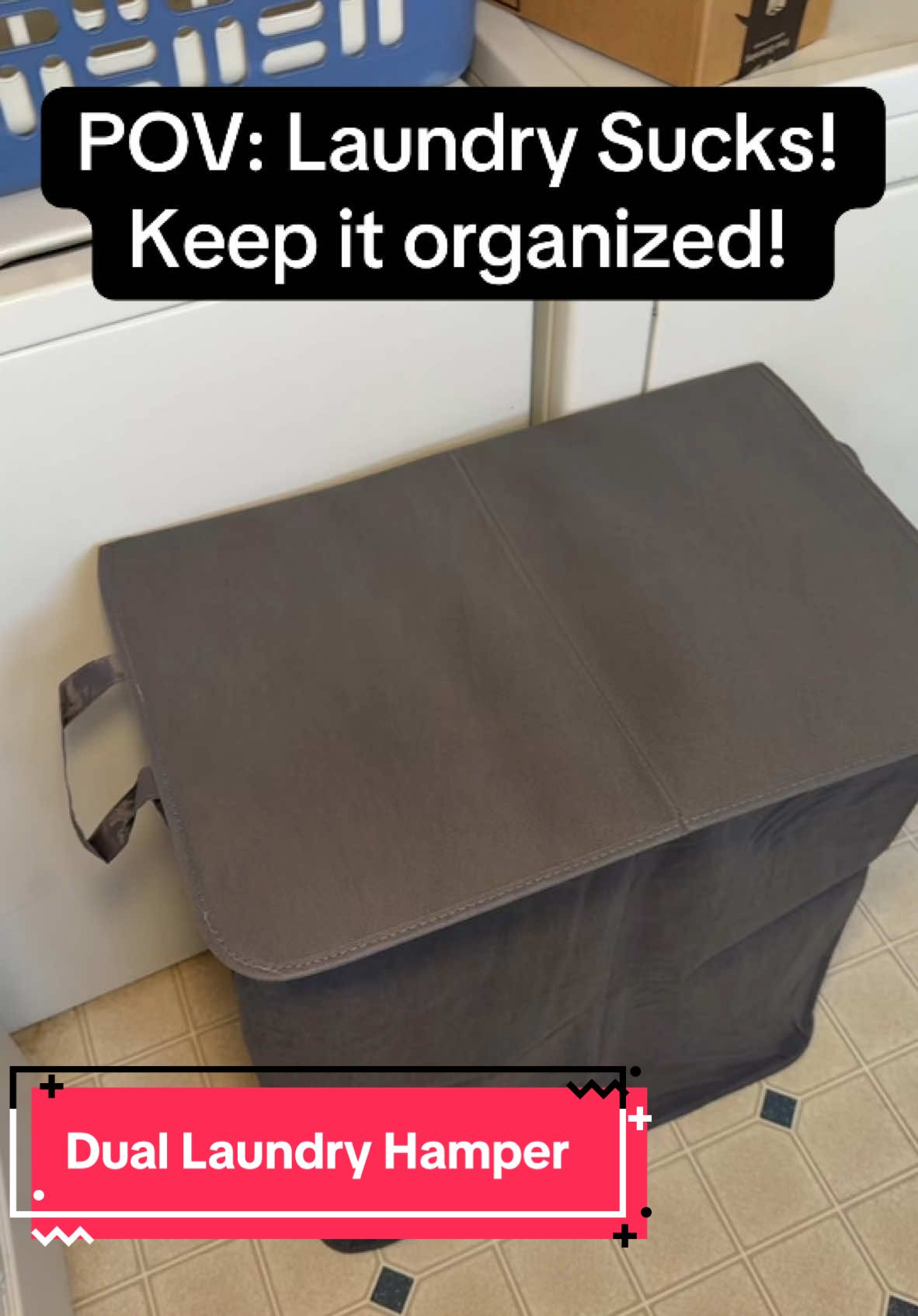 Dual laundry hamper keeps it seperated and travels well.#laundryhamper #dualhamper #laundryhack #laundrybasket #tiktokshopcybermonday #tiktokshopblackfriday 