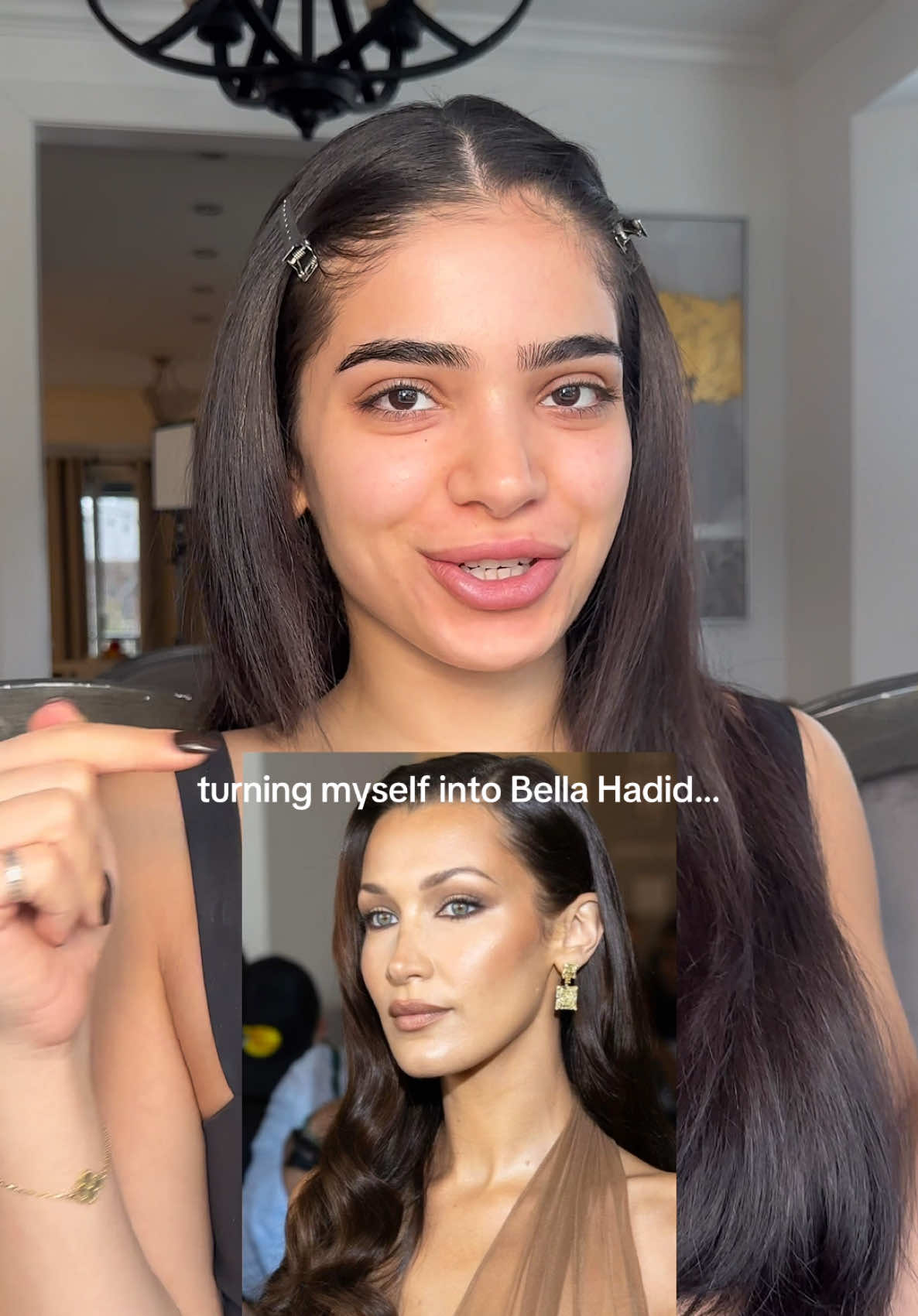 wait I wasn’t expecting it to turn out like that… #makeuptransformation #bellahadidmakeup 