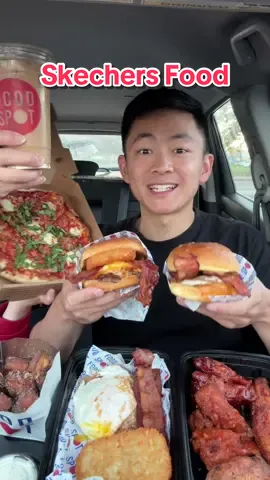 Trying Everything From @SKECHERS Food Spot 🔥 #food #Foodie #foodreview #breakfast #pizza #wings #mukbang #asmr #skechers #fyp #eatingshow #tastetest 