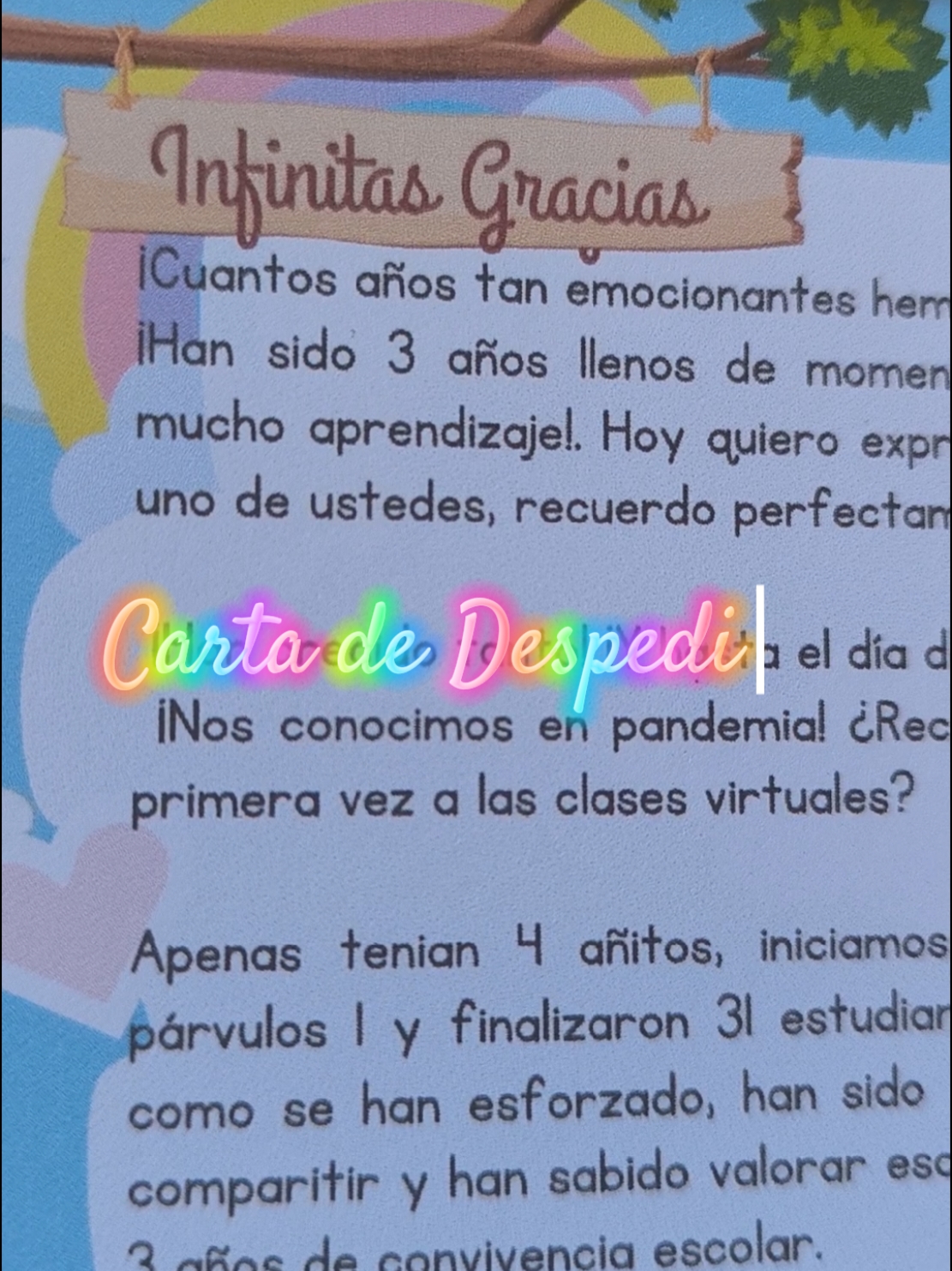Carta de despedida que lleva  mensaje especial,  palabras bonitas  con mucho sentimiento de su maestra  que van dedicadas a un gran grupo de  estudiantes, siempre los llevaré en mi corazón. ¡Adiós preescolar! #mensaje #despedida #palabras #palabrasbonitas #estudiantes #niños #preescolar #maestra #maestraange🍎✏️ #adiospreescolar 