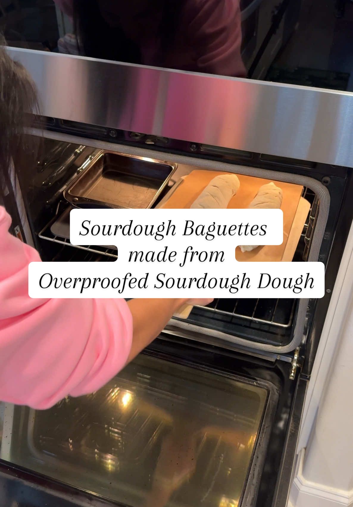 Sourdough baguettes with over Ruth sourdough bread!? Yes please! This was an awesome way to use over proofed sourdough out of the fridge. I love open baking because it gives such a crunchy crust to the bread! You better believe I cut off the butt and slathered it with butter when these cane out of the oven! And of course I used our original bread recipe as always. You can find it on our website. The link is in our bio! #so#sourdougho#sourdoughtoky#fypo#sourdoughbreado#sourdoughforbeginnerso#sourdoughrecipeo#sourdoughbakingo#sourdoughlifer#breadr#breadtok