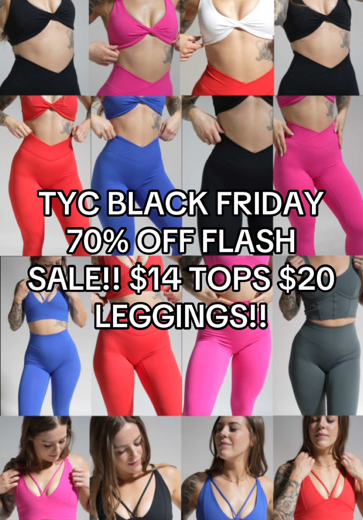 70% FLASH SALE!! $14 TOPS $20 LEGGINGS! #gymapparel #leggings #tilyoucollapse #apparel #Fitness #gym #workout #blackfriday 
