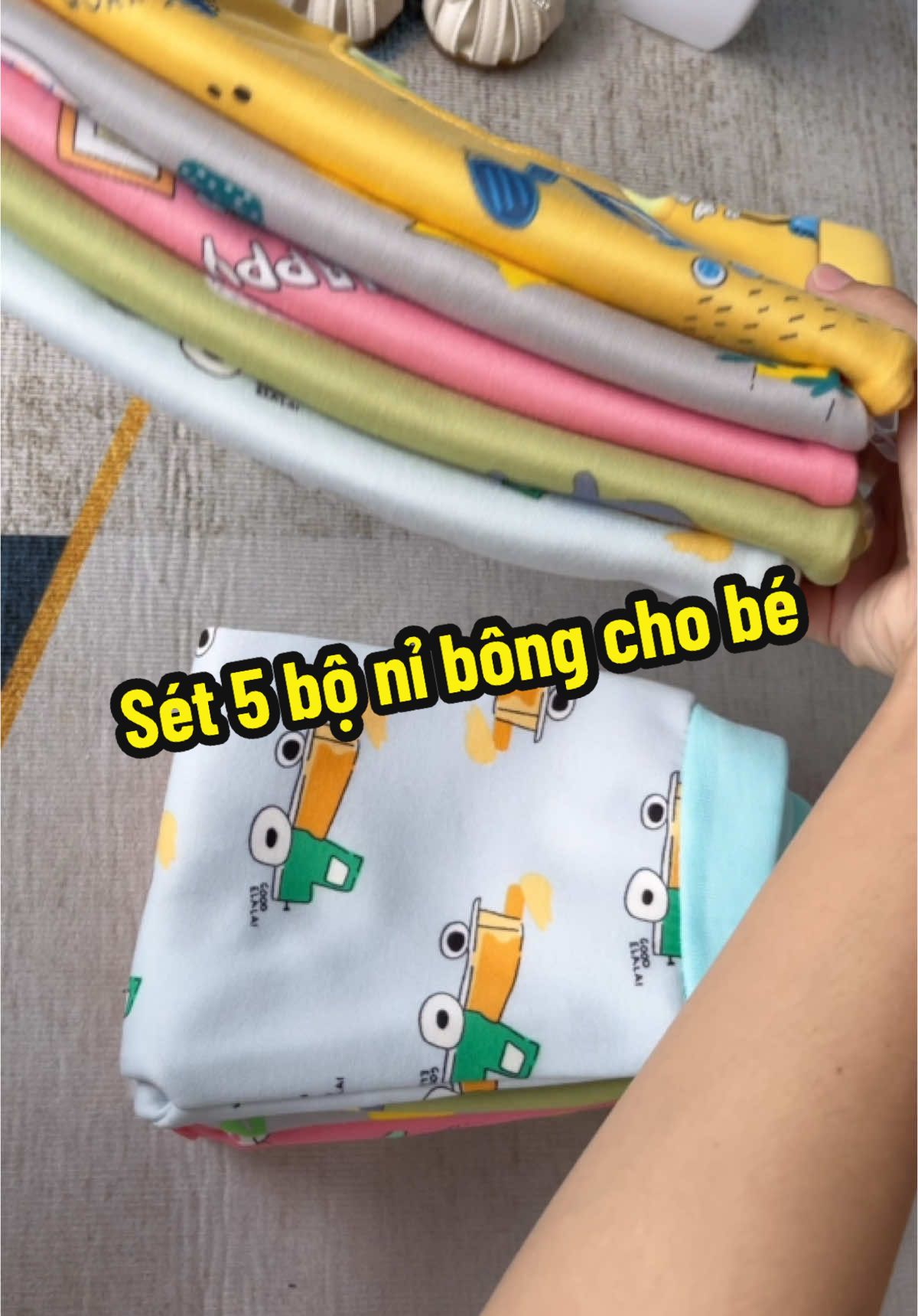 Sét 5 bộ nỉ bông ấm cho bé mặc mùa thu đông #bonidaitaychobe #set5bonidaitaychobe #doamchobe #xh 