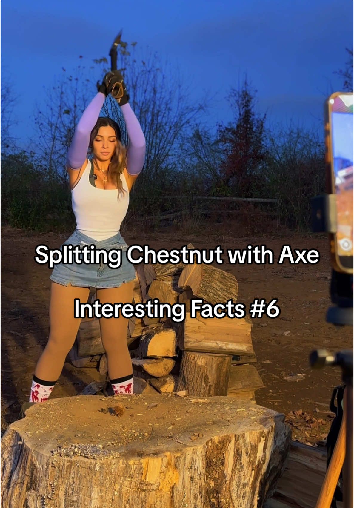 Splitting this chestnut with an axe before sharing another #DidYouKnow fact 🌰 🪓 #ChoppingWood #creatorsearchinsights #TiktokHumanitiesCampaign 