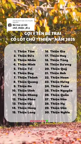 Trả lời @Huyền Nguyễn thêm gợi ý tên lót hay cho ba mẹ tham khảo. Lót chữ THIỆN cho bé trai năm 2025 #mevabe #dattenchocon #betrai #yeucon #nhaminhcobo 