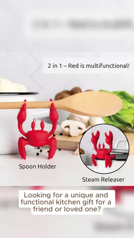 Red the Crab Silicone Utensil Rest - Kitchen Gifts, Silicone Spoon Rest for Stove Top - Heat-Resistant