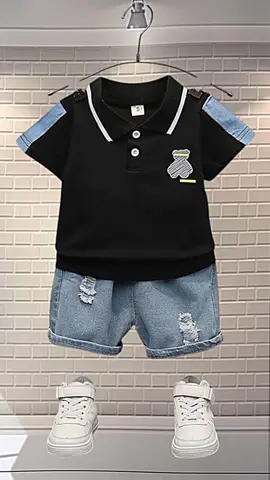 setelan kaos polo celana pendek denim bear anak laki laki usia 1 2 3 4 5 fashion import grosir #setelankaos #celanapendek #fashionimport #anaklakilaki #fypシ゚ 