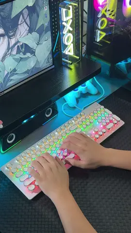 MageGee MK-Storm Typewriter Mechanical Gaming Keyboard with Mouse, 104 Keys Retro Punk Round Keycaps with RGB Rainbow Backlit, USB Wired Keyboards for Game and Office, for Windows Laptop PC Mac