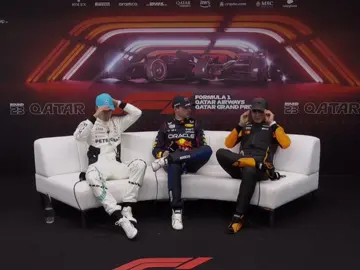 Post quali #f1pressconference #qatargp with #maxverstappen #georgerussell #landonorris 