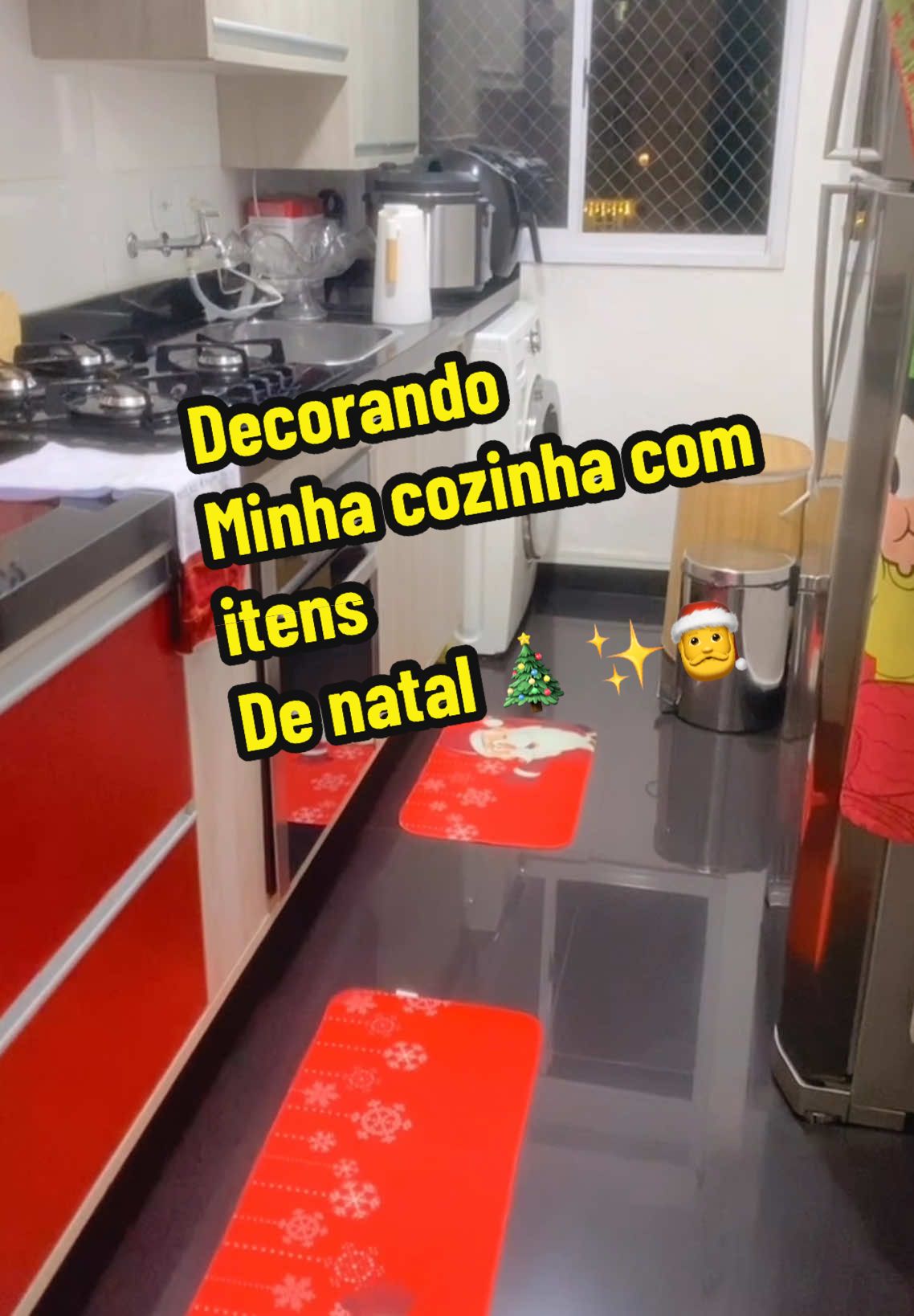Decorando minha cozinha com itens de natal🎄🎅✨ • • • • • • • #decoracaodenatal  #tapetedecozinhaimpermeavel  #tapetedecozinha  #faxina  #faxinanacozinhasatisfatoria 