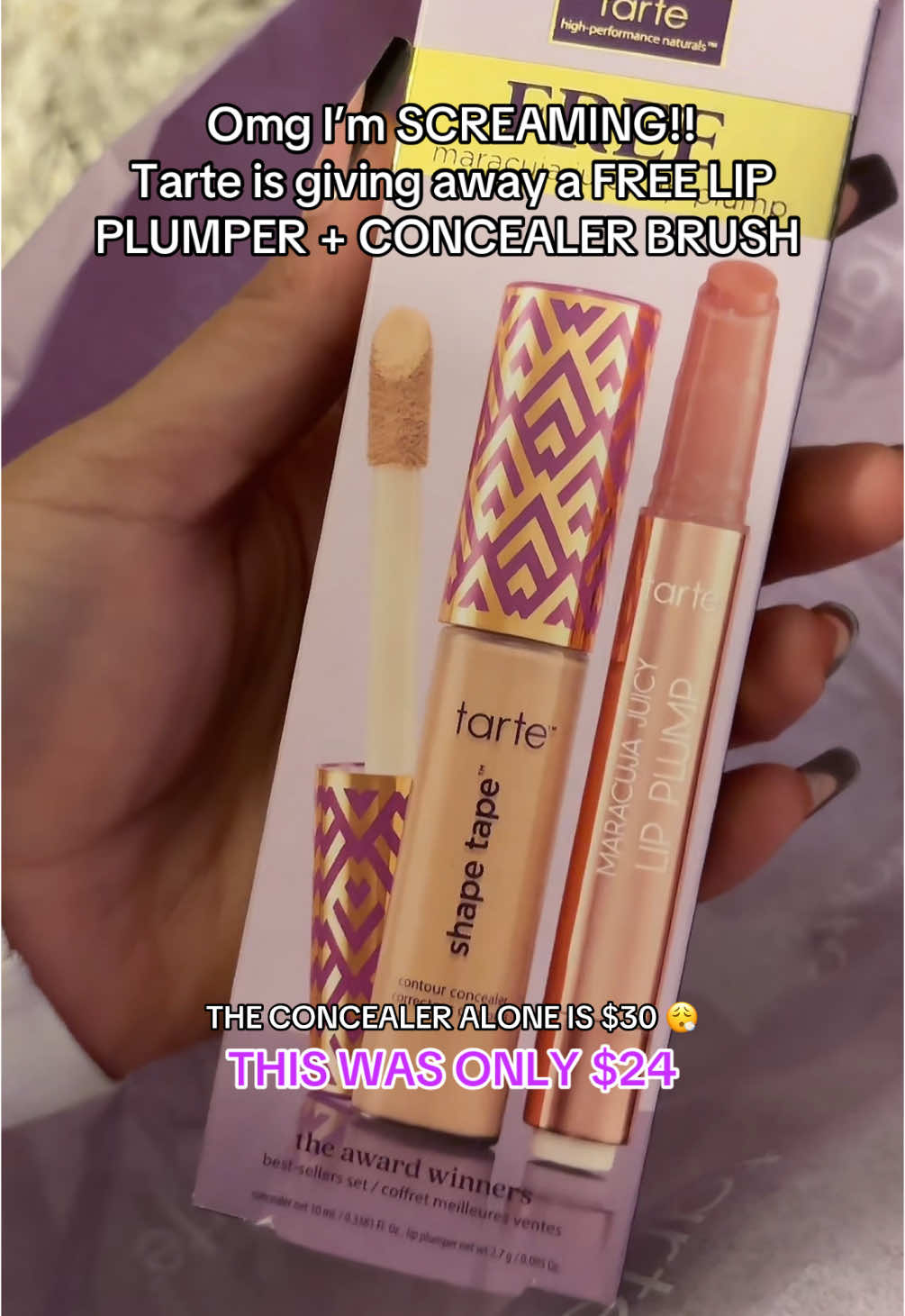 Girllll math 🎀✨  2 products for free!!!  #tartecosmetics #tartemaracujajuicylip #tarteshapetape #biggestsale #christmasgift 