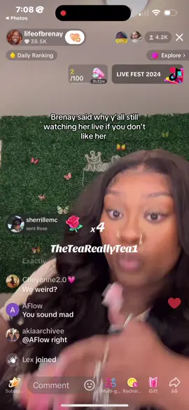 Brenay said why yall still be watching her live if you don’t like her #brenay #brenayslongnails #fyp #messytiktok #theteareallytea1 