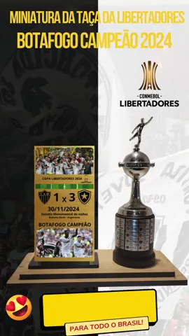 🏆 Mini Taça da Libertadores - Para os Verdadeiros Campeões! 🏆 A taça que simboliza a paixão e as grandes conquistas está na sua mão! 😍 Compre agora a Mini Taça da Libertadores e ganhe: 🏅 Taça de 19cm 📦 Caixa de acrílico quadrada com patamar de madeira 🛠️ Placa personalizada de aço inox ✨ Frete grátis e parcelamento em até 12x no cartão de crédito! 💸 5% de desconto no PIX! Não perca essa chance de ter a sua! 🔥 #botafogo # #libertadores #botafogonotiktok #botafogooficial #botafogo_mil_grau_ #botafogo🤍🖤🔥 #botafogorj