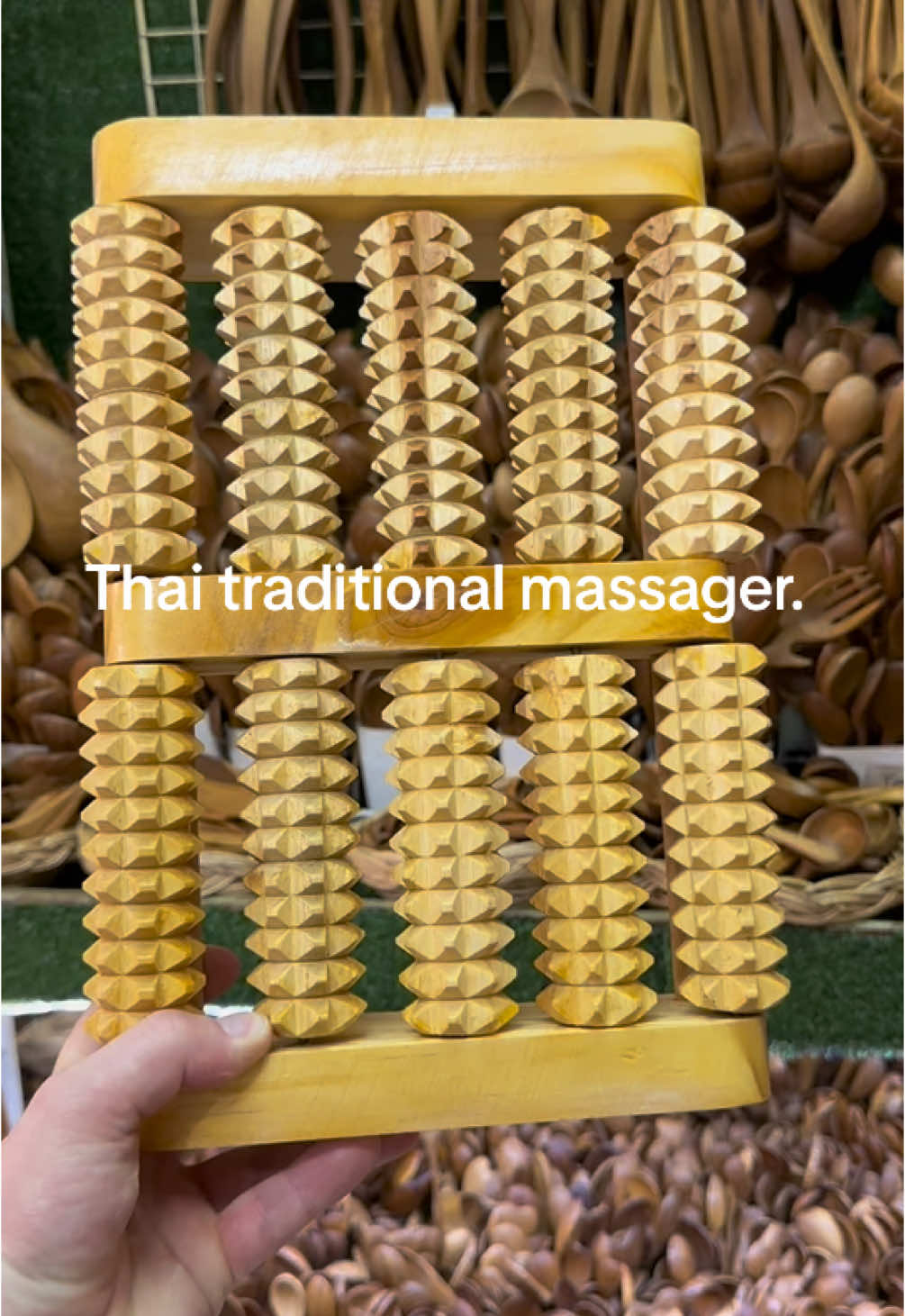 This is a wooden foot massage roller made from high-quality wood. It features multiple textured rolling cylinders designed to stimulate and relax the pressure points on your feet, promoting better circulation and relieving stress. Compact, durable, and eco-friendly, this tool is perfect for personal use or as a thoughtful gift for wellness enthusiasts. Ideal for use at home, in the office, or while traveling. For more information about shipping and price please DM.  #wood #business #thailand #bangkok #healthylifestyle #healing #health #massage #massagetherapy #relax #relaxing #relaxation #relaxtime #Love #loveyourself 