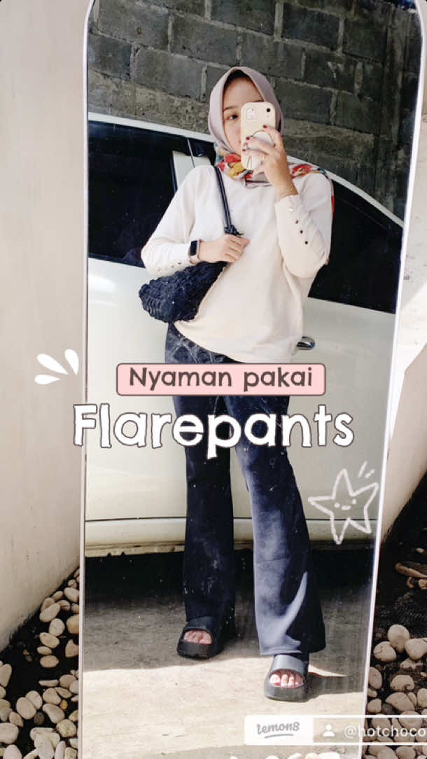 nyaman poll kemana aja pakai flarepants🖤 #flarepants #celanaviral #celanawanitamurah #fyp #fypage 