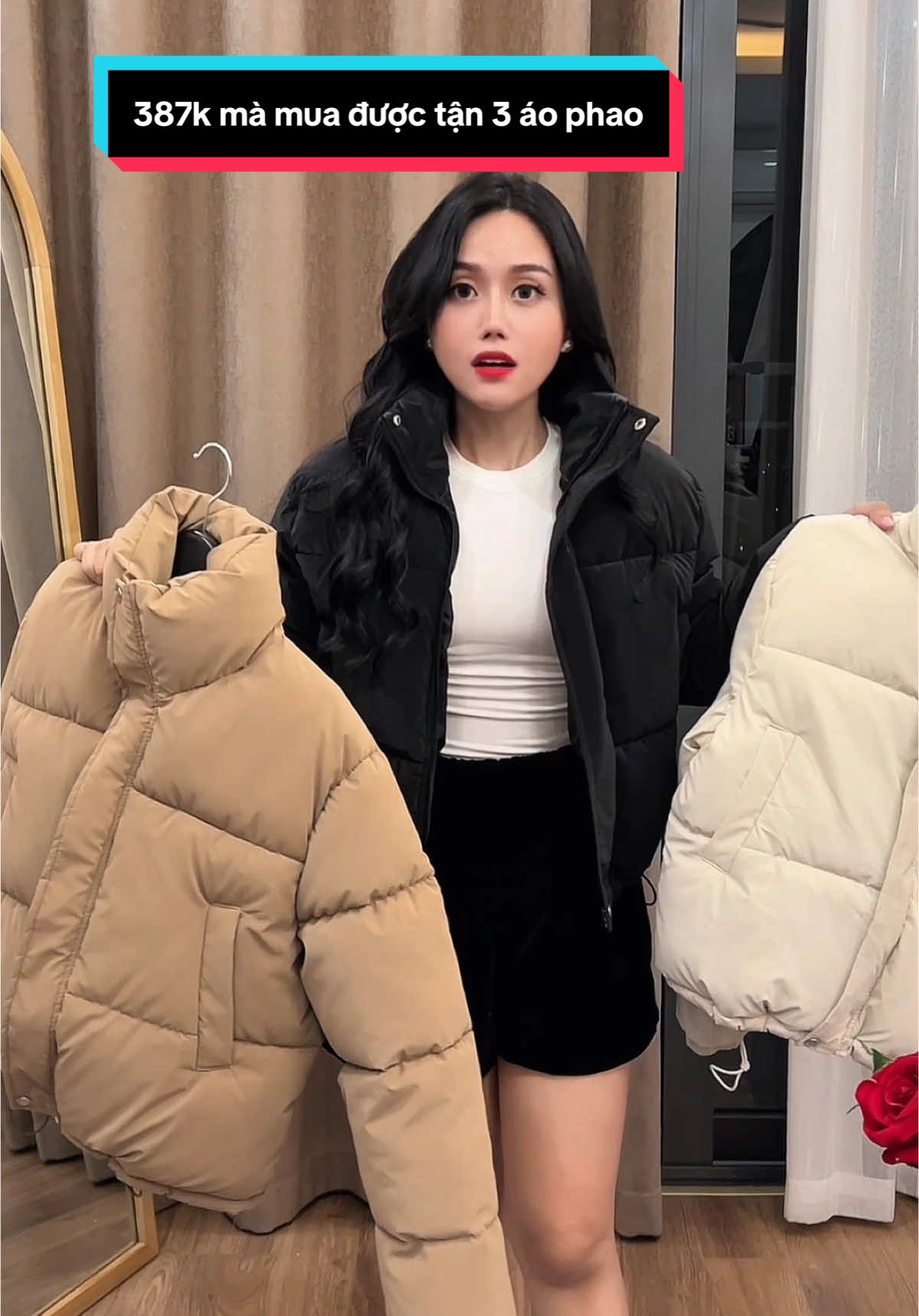 387k mà mua được tận 3 áo phao #aophao #aophaonu #aophaobeo #aophaohottrend #trendingvideo #viralvideo #thoitrangnu #xuhuongtiktok #aophaonhungli #aophaonhunidep 