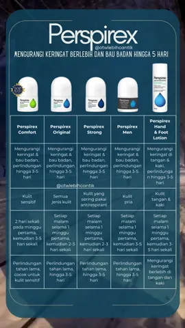Sering terganggu dengan keringat berlebih, bau badan, atau area tubuh yang lembap? #Perspirex adalah antiperspirant terbaik untuk perlindungan tahan lama hingga beberapa hari, melampaui manfaat deodorant biasa. Dengan formula khusus yang menghentikan produksi keringat langsung dari sumbernya, #antiperspirant tidak perlu digunakan setiap hari, sehingga lebih praktis dan hemat. Untuk memahami cara penggunaan yang tepat, jenis kulit yang cocok, dan varian antiperspirant Perspirex, tonton video informatif di atas. Pilih solusi yang paling sesuai dengan kebutuhanmu dan nikmati kenyamanan sepanjang hari tanpa khawatir!