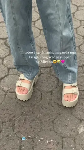 ganda pala ng khaki, nakakaputi ng paa🥹🩷🩷 #wedgeslippers #miranoslippers #wedge #fypシ゚ #MIRANO 