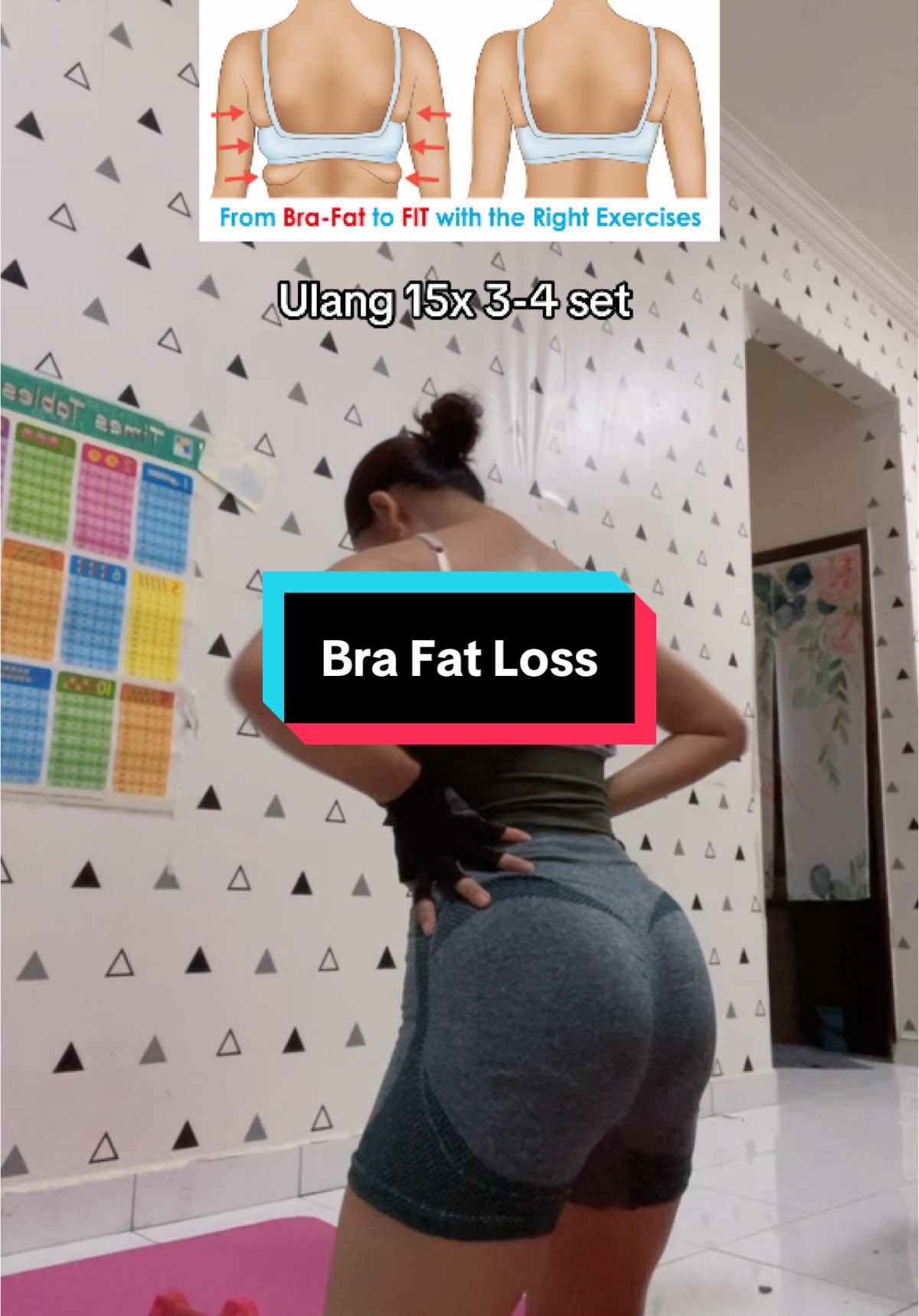 Kalau buat seminggu 4 kali , bukan bra fat ja hilang . Otot punggung naik , lemak kat lengan & paha pun hilang 😋⏳ #Fitness #workoutathome #brafatexercise 