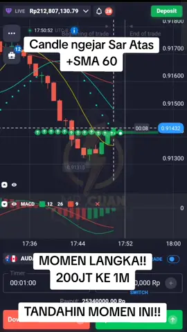 Momen Langka Profit 1M di Quotex Trading !! Tandahin Momen ini, Momen Candle ngejar SAR atas di TF 1 menit, Penembusan SAR, dan Momen Candle ngejar SMA 60, momen terjadi dalam 1 waktu #quotexstrategy #quotextrading #mrcuan #cuanchannel #forex #crypto #cryptocurrency #bitcoin #trading #trader #boredape #nft 
