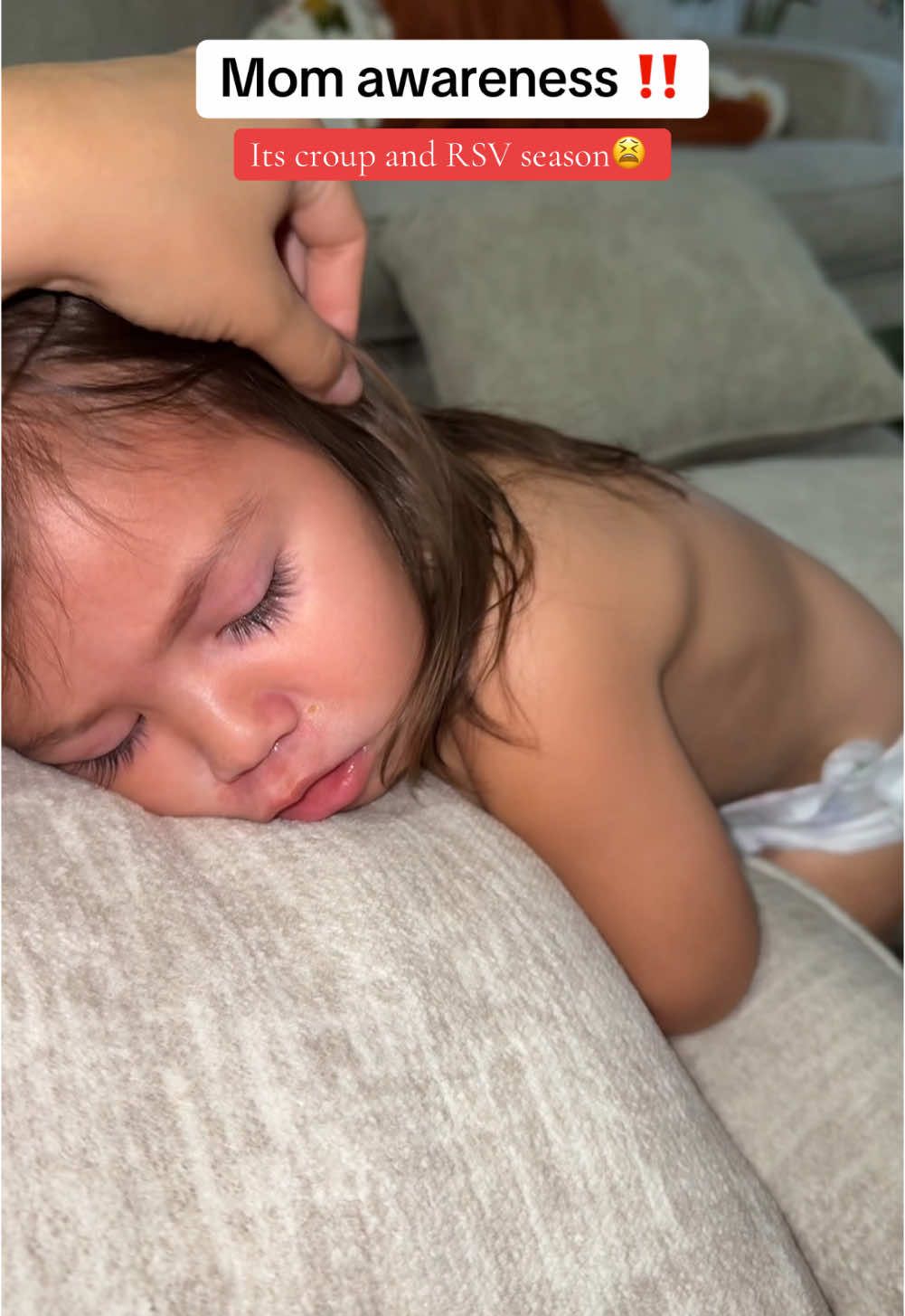 We have been checking her oxygen & giving her albuteral treatments to help open her airway. She has intercostal retractions and have been watching her to make sure she doesnt start to use other accessory muscles and if she does thats a good indication that we need to take her to the emergency room. She hasnt been wanting to eat which is expected but we have been pushing fluids as much as we can😫 My poor baby is not feeling well. The season begins mommas so take care of your babies💔 #croup #croupseason #rsvawareness #rsvseason #sickbaby #MomsofTikTok #momawareness #momlife #toddlermom 