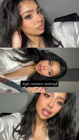 high contrast makeup for my tan/ olive skin babes🖤 #grwm #makeup #beauty #foruyou 