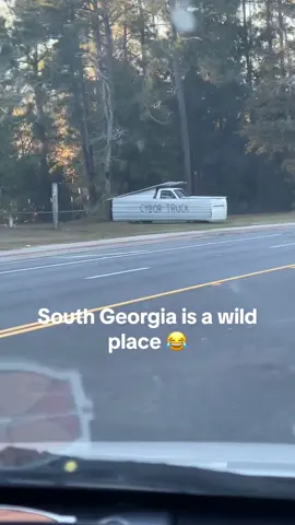 Yes I made my husband turn around so I could get this video 😂 #fypシ #fyp #carsoftiktok #cybertruck #onlyinthesouth #fypシ゚viral #southgeorgia 