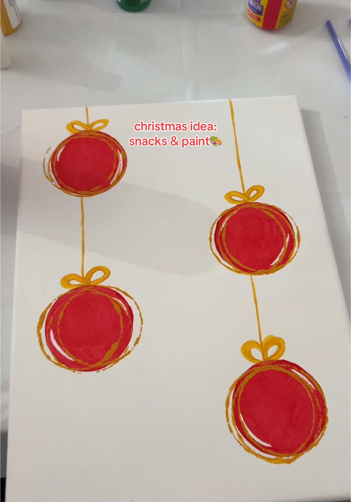 with the girls in the family🎨🖌️ #christmasidea #winteridea #canvaspainting 