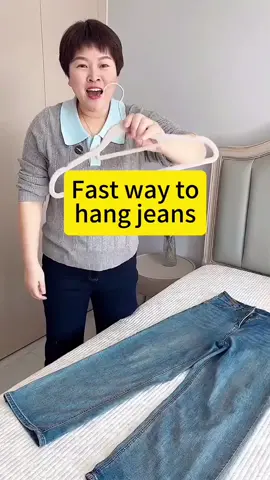 Fast way to hang jeans😆#organizedhome #jeans #hang #trending #closetorganization 