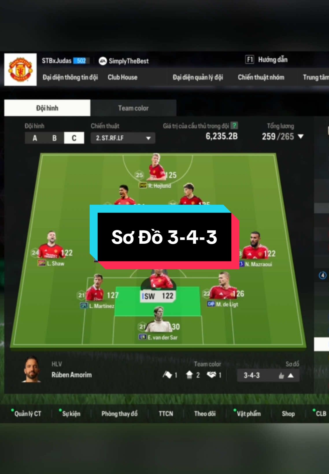 Sơ đồ 3-4-3 của HLV Ruben Amorim 🔥 #fconline #fifaonline4 #viral #daoconghau #fyp #manchesterunited #skills #skillfo4 #rubenamorim 